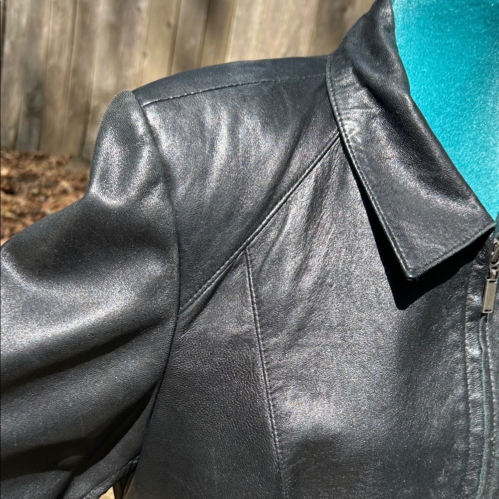 Alfani Black Leather Women's Jacket - Picture 3 of 5